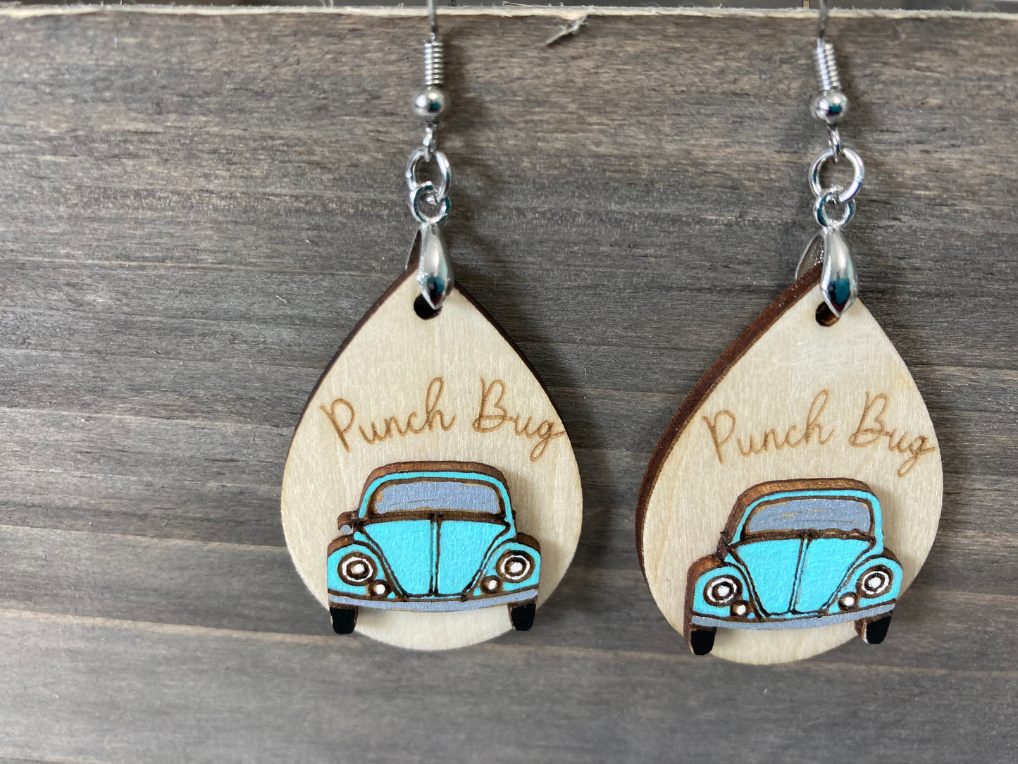 Hand painted Punch bug earrings
